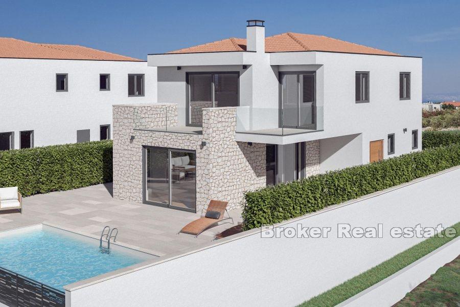 Luxury villa under construction with pool and sea view