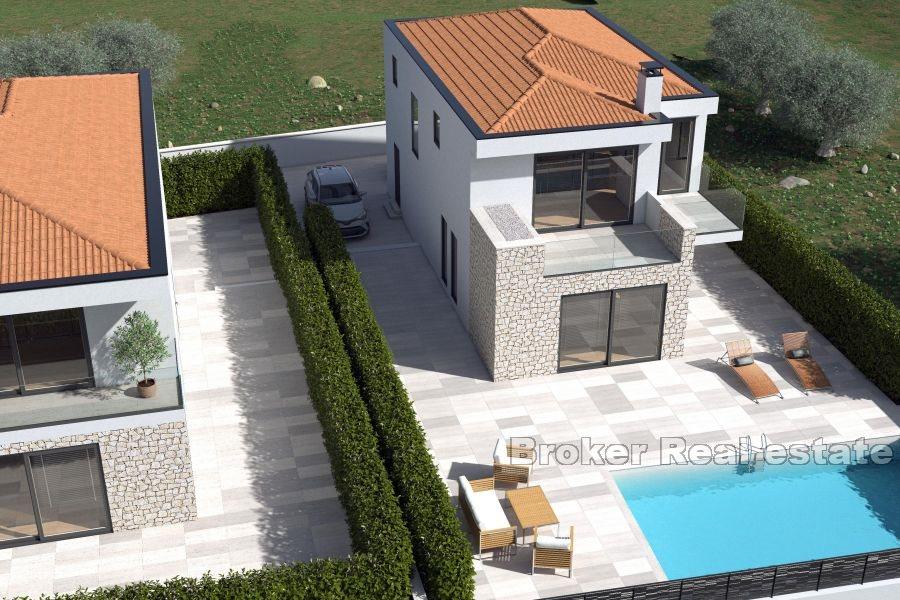 Luxury villa under construction with pool and sea view
