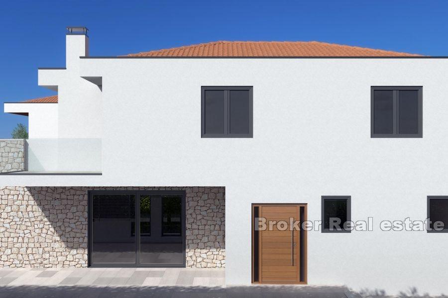 Luxury villa under construction with pool and sea view