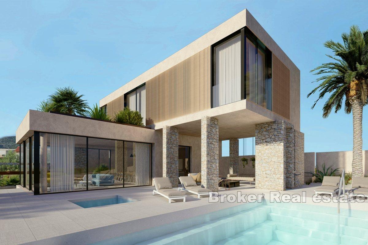 Villa moderne avec piscine, en construction