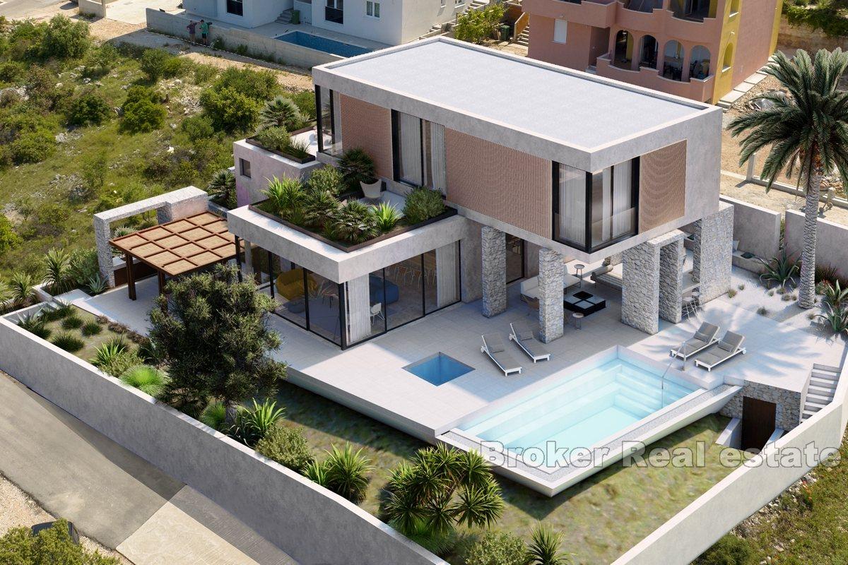 Villa moderne avec piscine, en construction