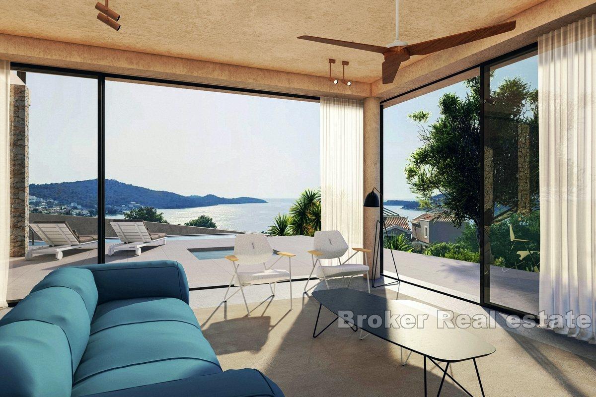 Villa moderne avec piscine, en construction