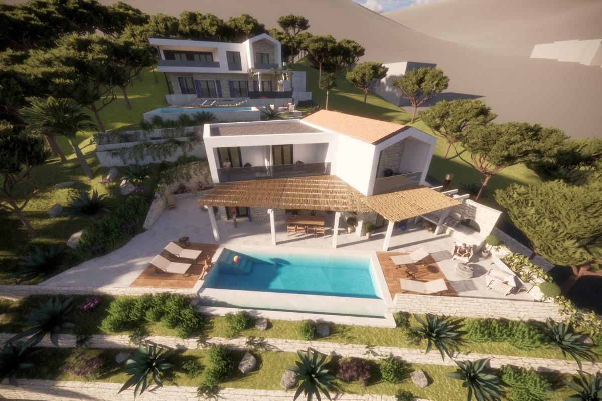 Moderní nedokončená vila u moře s výhledem