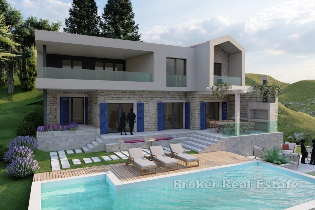 Terrain constructible avec projet de villa méditerranéenne et vue mer