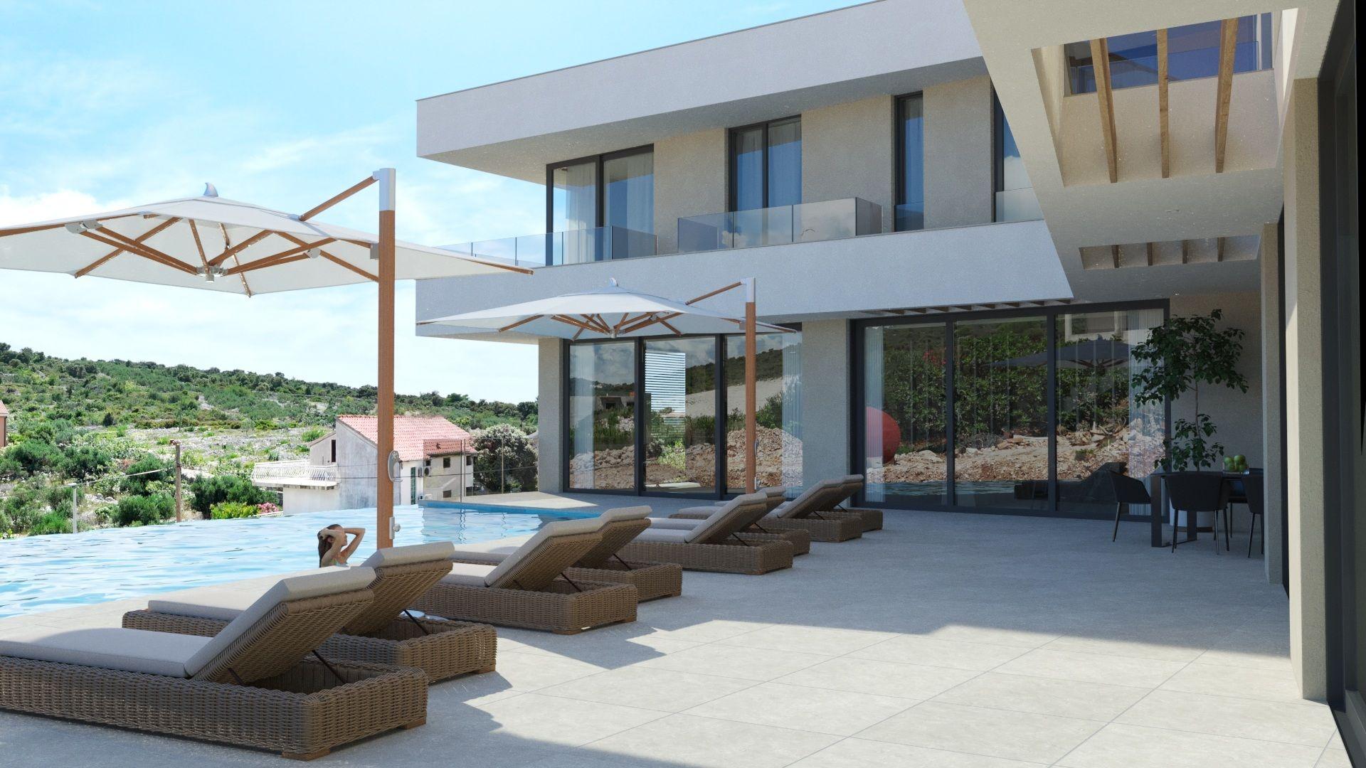 Villa attraente con piscina e vista mare