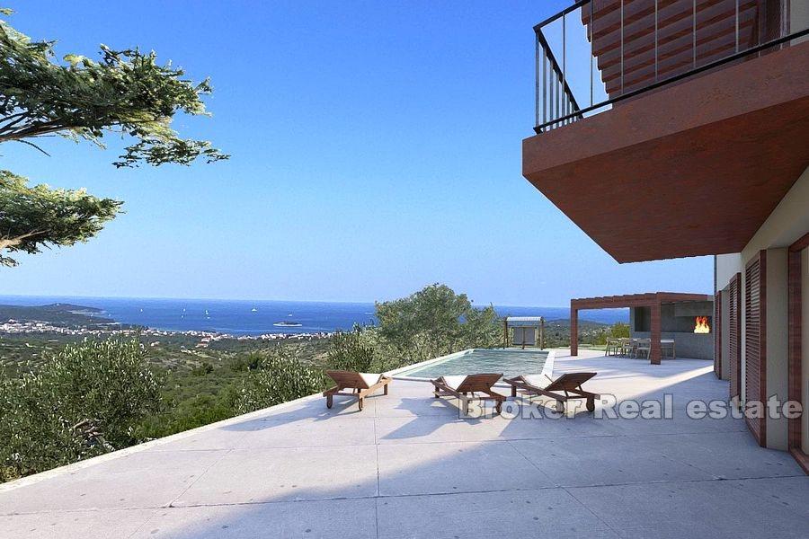 Villa con piscina e vista mare