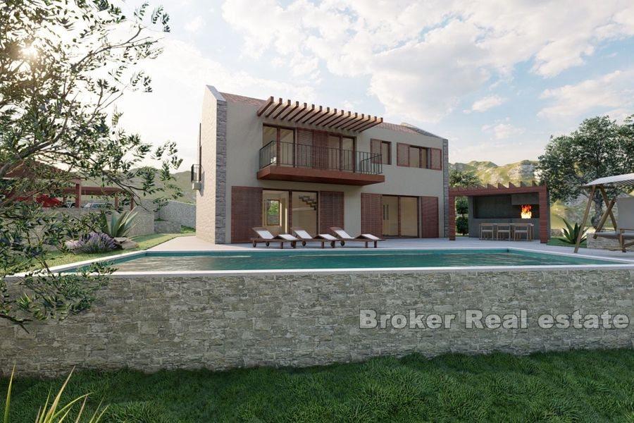 Villa con piscina e vista mare