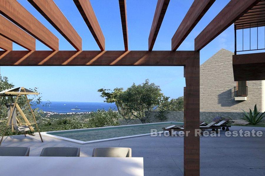 Villa con piscina e vista mare
