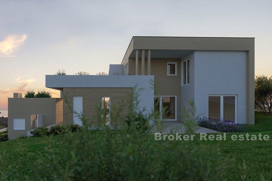 Villa de luxe en construction, avec vue sur la mer