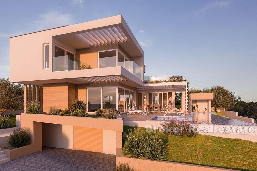 Villa de luxe en construction, avec vue sur la mer