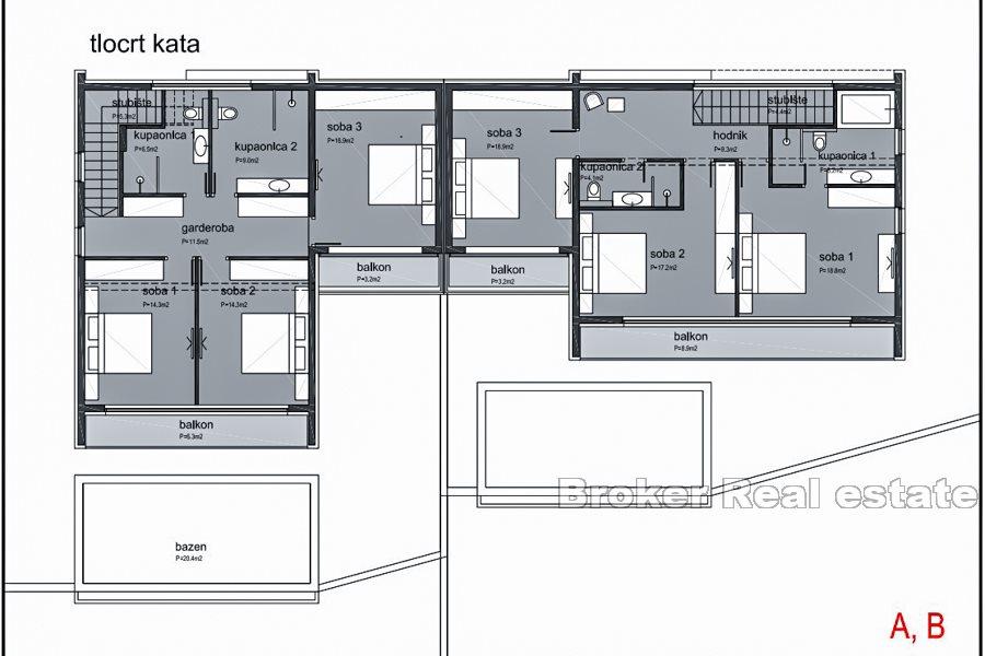 Semi-detached villa with sea views, under construction