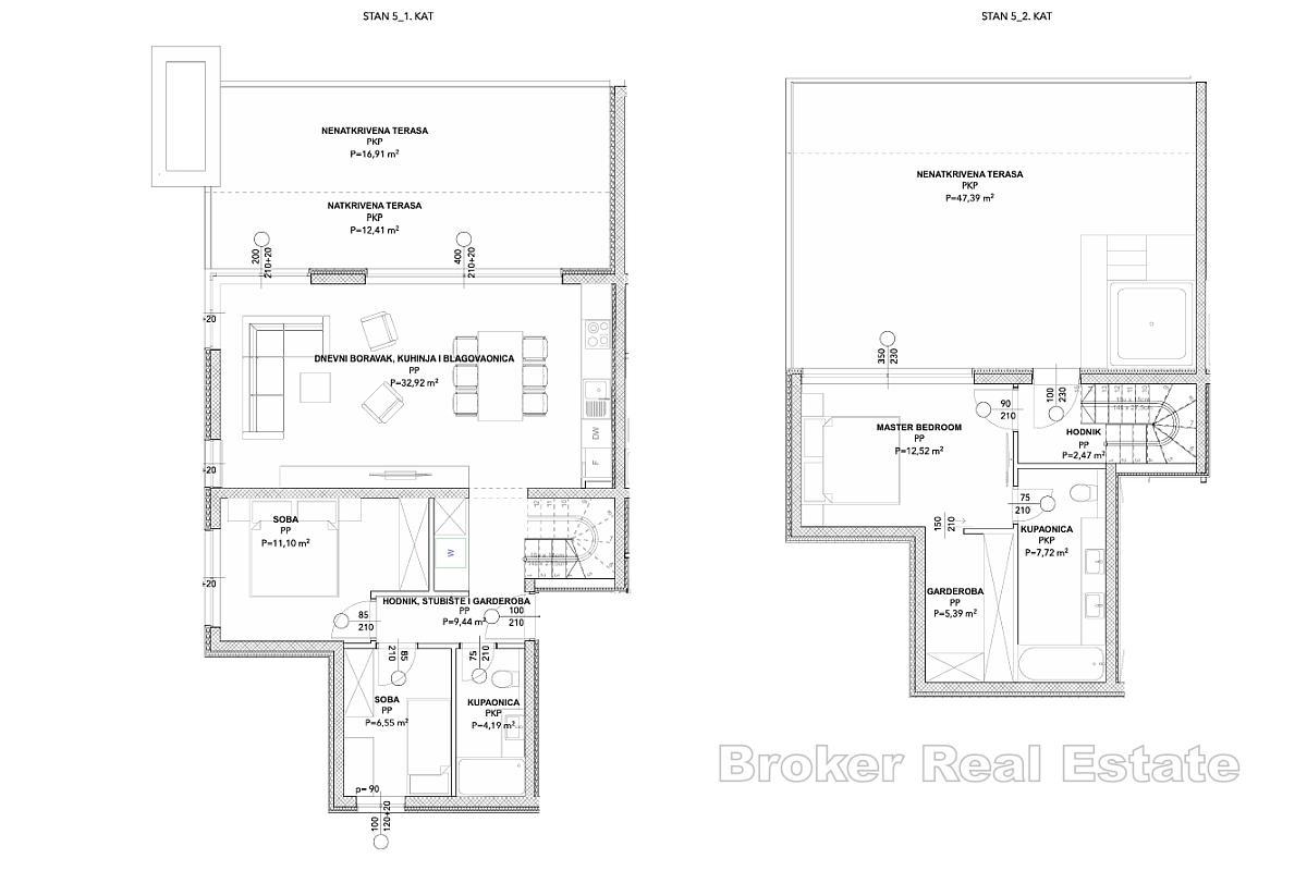 Mimořádný dvoupatrový penthouse s prostornou terasou u moře