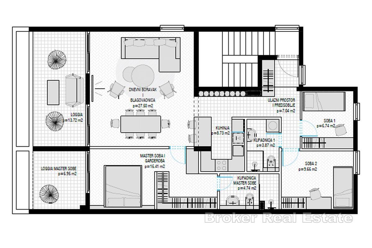 Ampio appartamento con tre camere da letto in un nuovo edificio