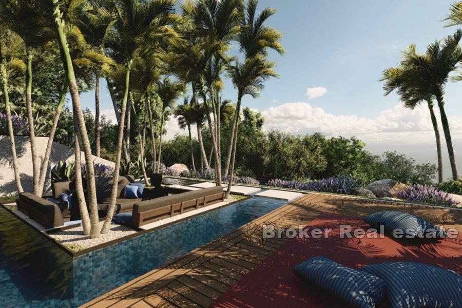 Spacious building plot with villa project and sea view