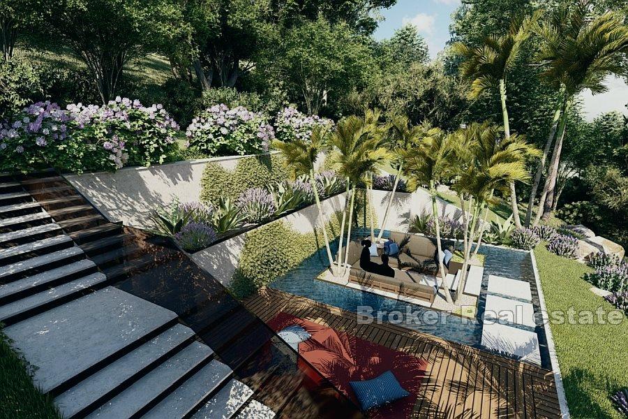 Spacious building plot with villa project and sea view