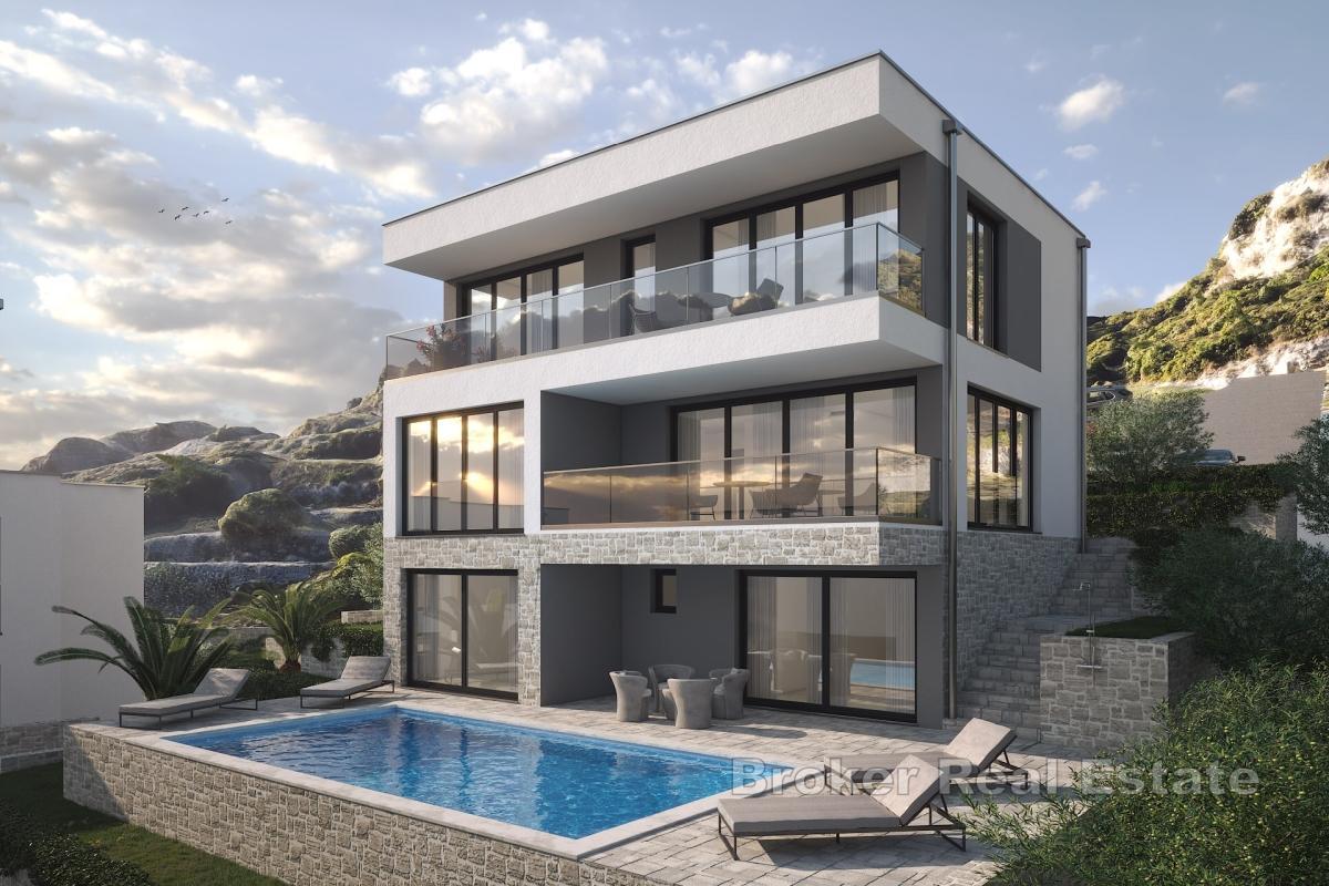 Villa moderna con piscina e vista mare