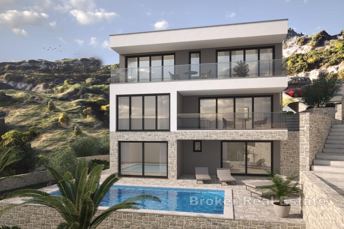 Villa moderna con piscina e vista mare