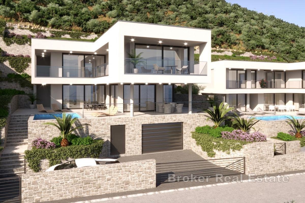 Villa mit Pool und Panoramablick auf das offene Meer