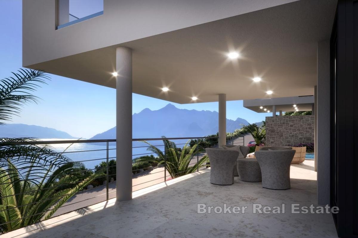 Villa mit Pool und Panoramablick auf das offene Meer