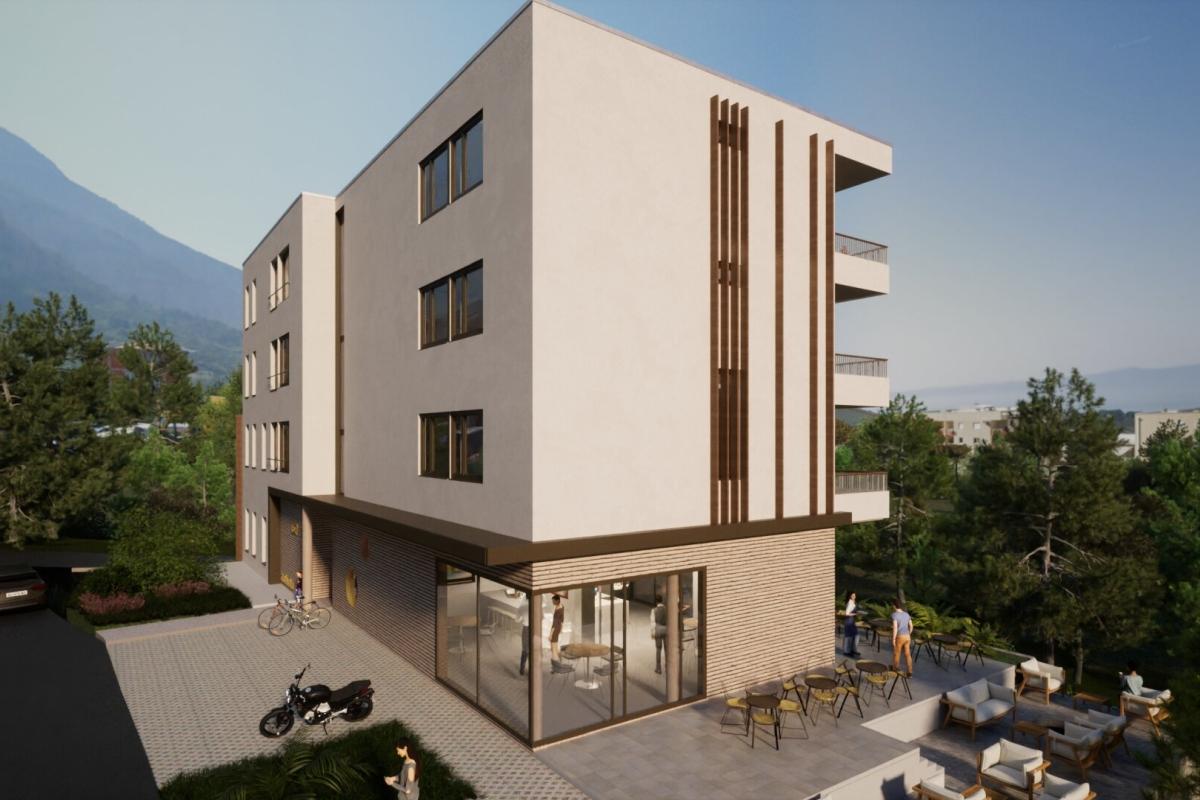 Monolocale con balcone in un edificio di nuova costruzione