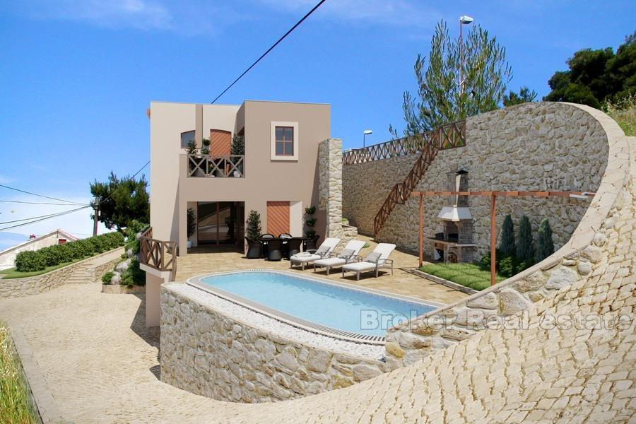 Building plot with a project for a villa, overlooking the sea, for sale