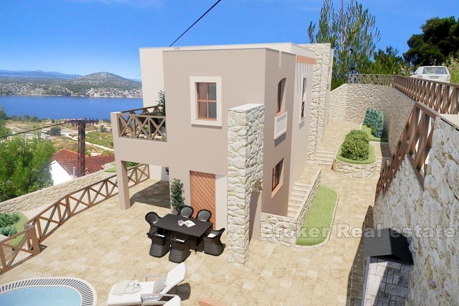 Building plot with a project for a villa, overlooking the sea, for sale