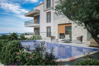 010 2044 12 Rogoznica Apartment with pool and sea view for sale