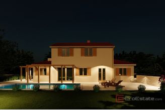 006 2053 01 Motovun Modern villa under construction with pool for sale