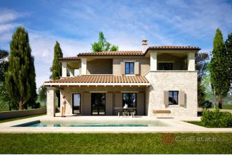 001 2053 22 Porec Istrian stone villa with pool and sea view for sale